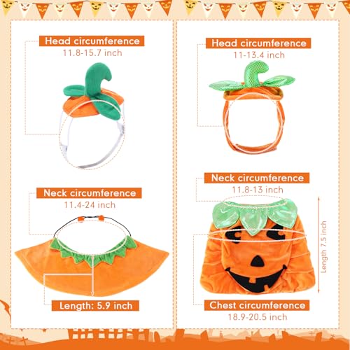 2 Sets Pet Pumpkin Costume Cat Halloween Cloak Hat Set R975