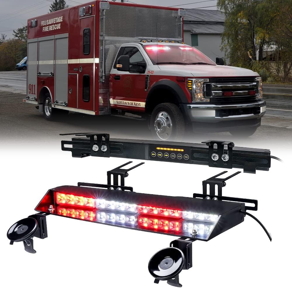 32 LED Dual Visor Strobe Light Bar with Brackets & Sucker Y28376