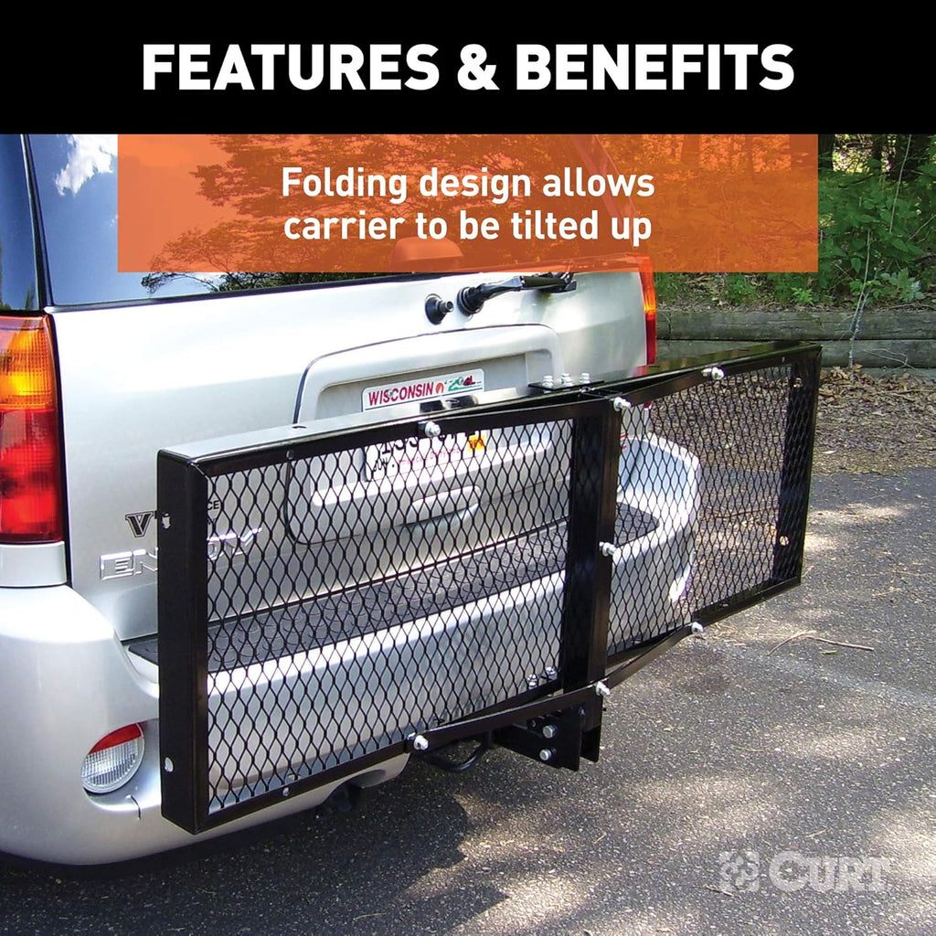 Black Steel Folding Hitch Cargo Carrier J22720