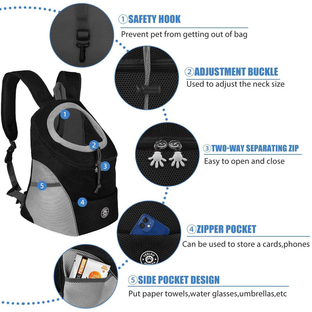 Dog Backpack Carrier Pet Carrier for Small Medium Dogs Travel Bag Breathable Adjustable with Safety Reflective Strips W273