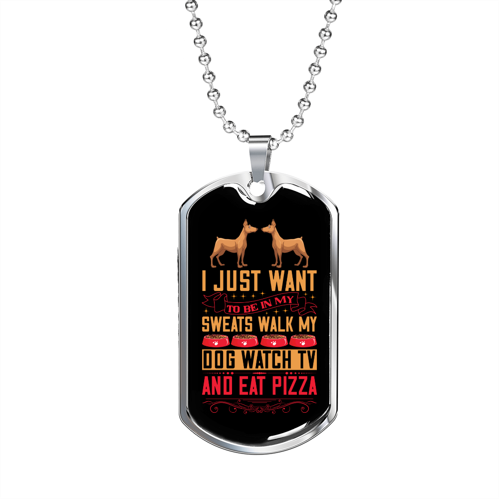 Stainless Steel or 18k Gold Dog Tag Necklace with 24" Chain E61189