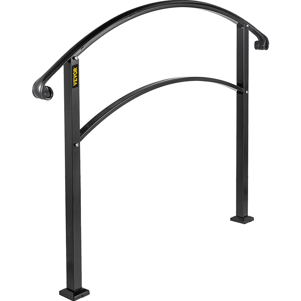Matte Black Wrought Iron Handrail with Installation Kit V843