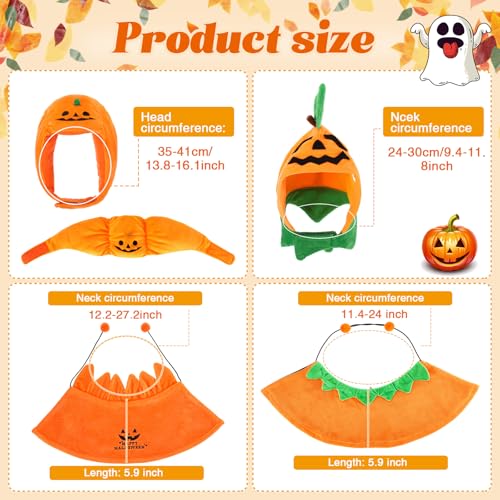 2 Sets Pet Pumpkin Costume Cat Halloween Cloak Hat Set R975