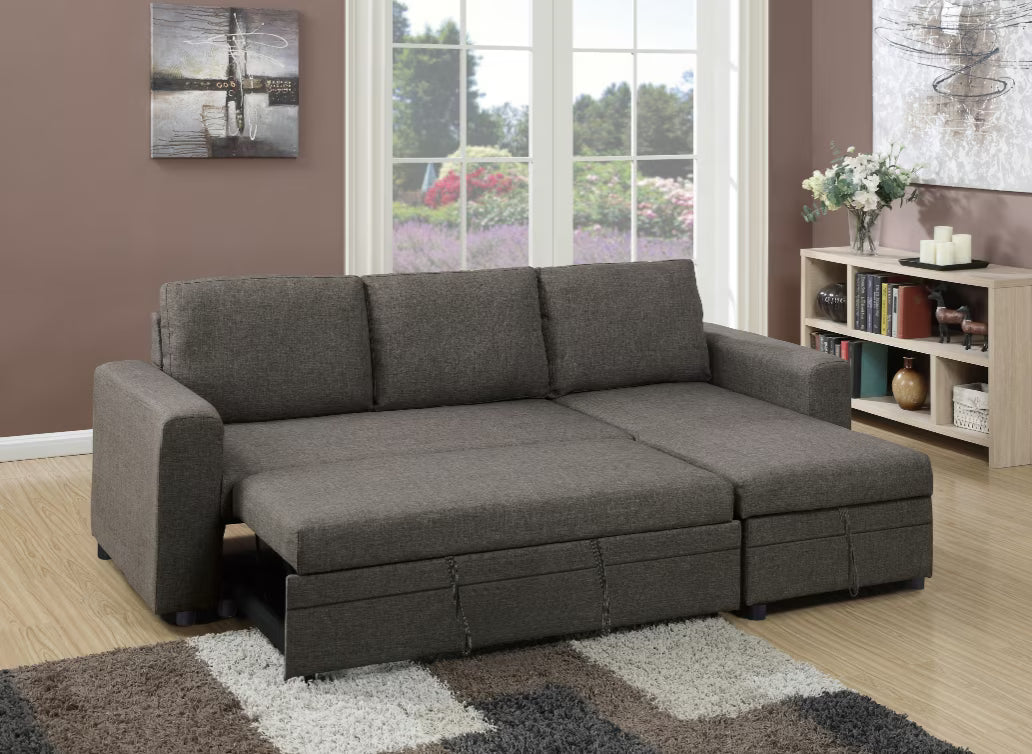 Convertible Sectional Sofa Pull out Bed Couch Storage Chaise P694