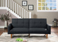 Black Polyfiber Convertible Sofa Couch Bed with Wooden Legs M945