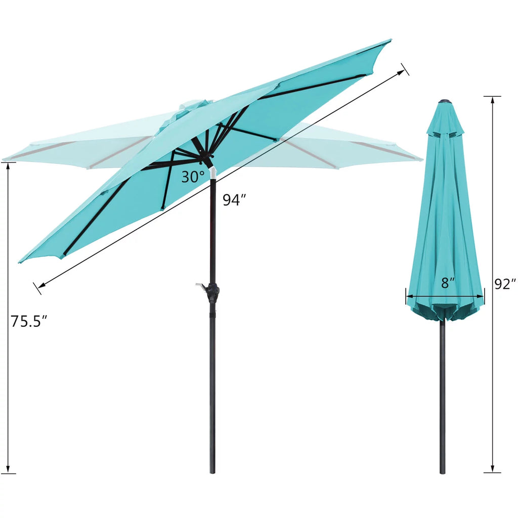 9' Blue Patio Umbrella with Push Button Tilt I999