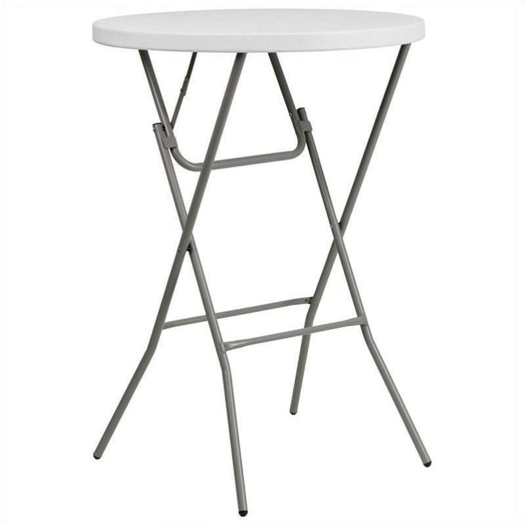 Round Granite Bar Height Folding Table in White J6696