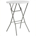 Round Granite Bar Height Folding Table in White J6696