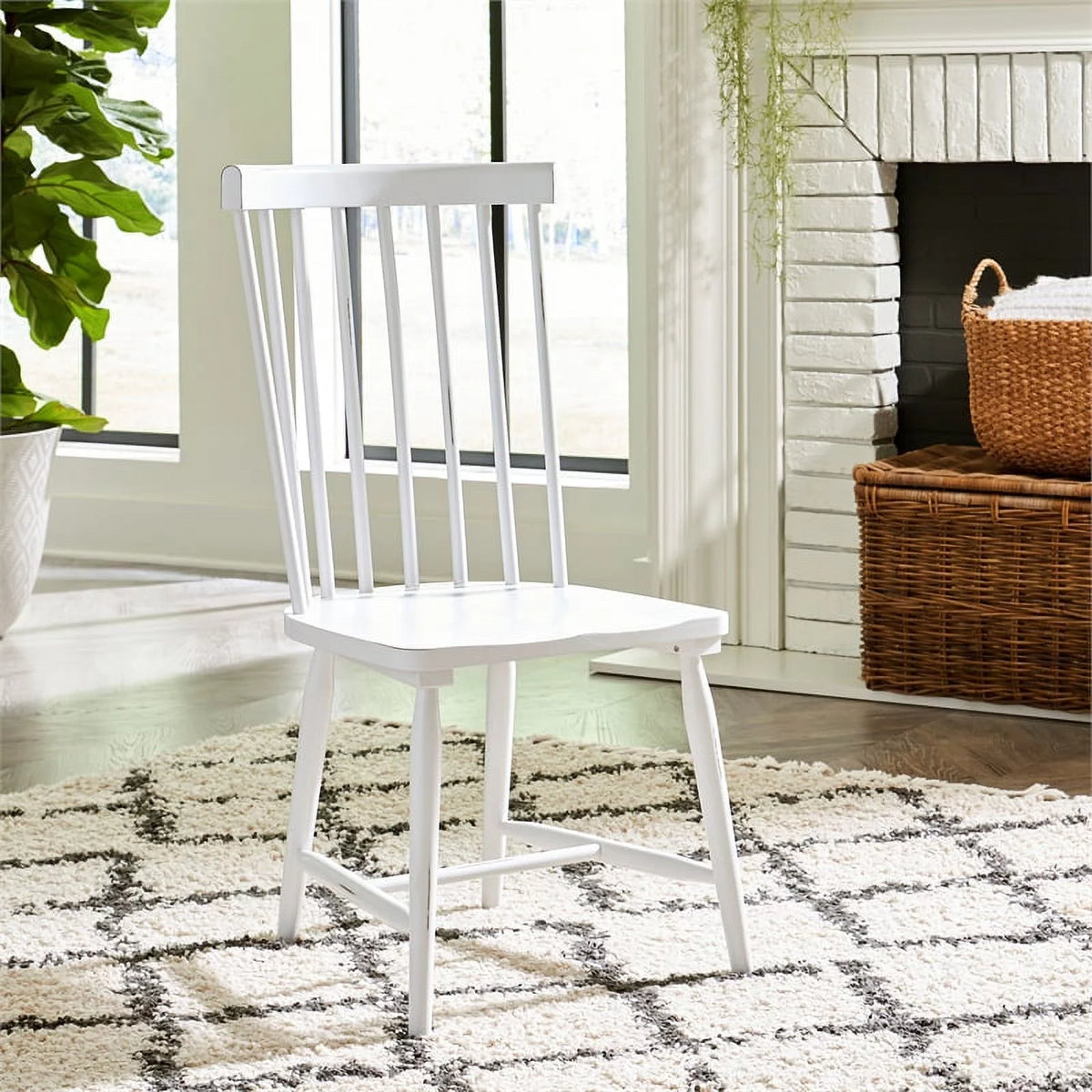 White Spindle Back Side Chair V204061