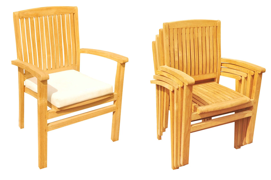 Grade-A Teak 4 Pc Dining Set with 48" Round Butterfly Table and 3 Stacking Arm Chairs Y784