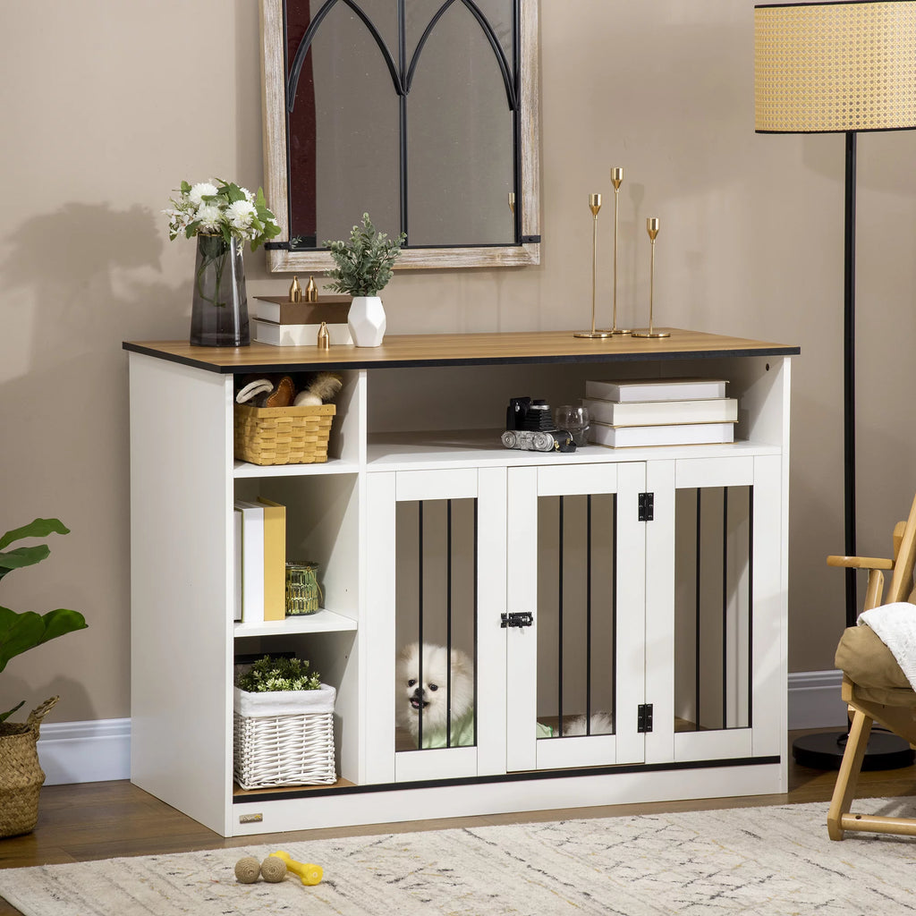 White Dog Crate Furniture with Storage G6259
