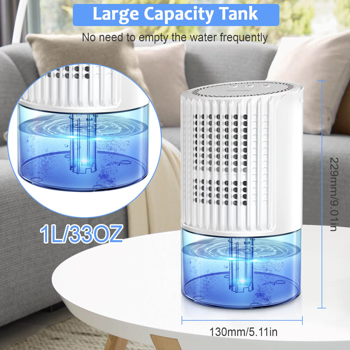Portable Ultra Quiet Dehumidifier 1000ML White X2307