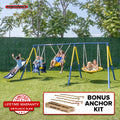 Metal Swing Set with Saucer Swing and Glider Swing V9926