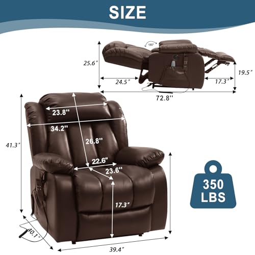 Large Power Lift Recliner Chair with Heat and Massage L912936