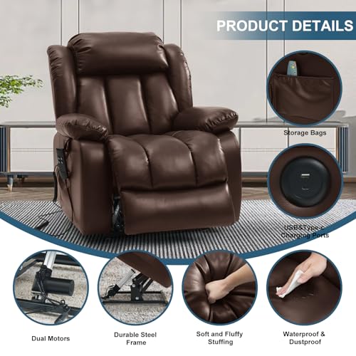 Large Power Lift Recliner Chair with Heat and Massage L912936