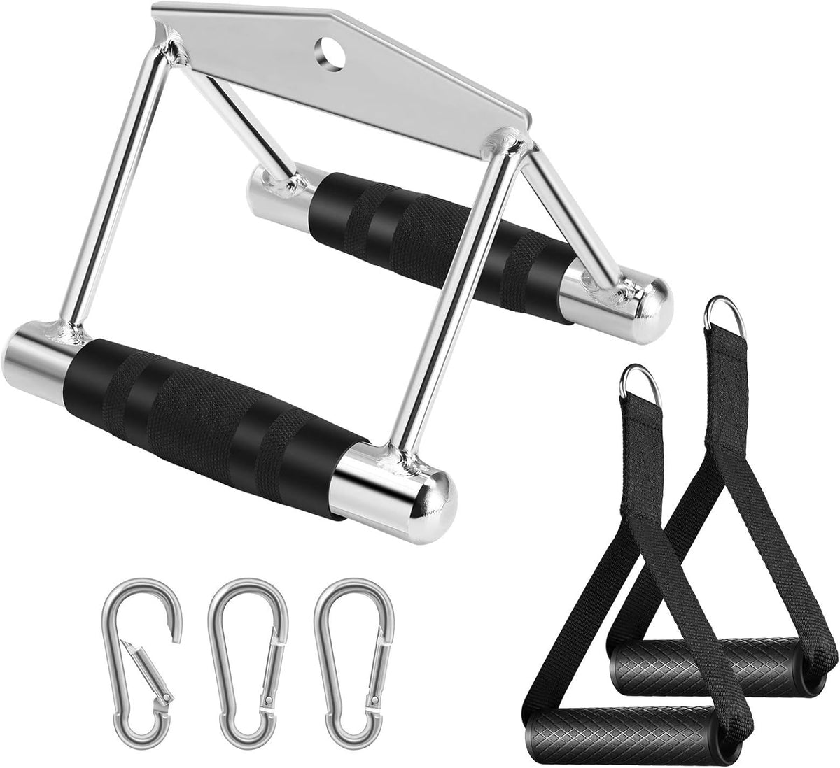 Gym Cable Attachments Double D Row Handles Tricep Rope V Shaped Bar Rotating Straight Bar Y382658