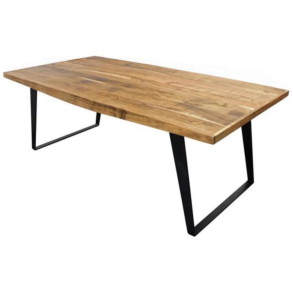 Natural & Black Solid Wood & Iron Dining Table K76569