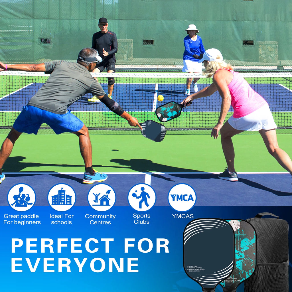 Lightweight Fiberglass Pickleball Paddles Set with 4 Balls X9129