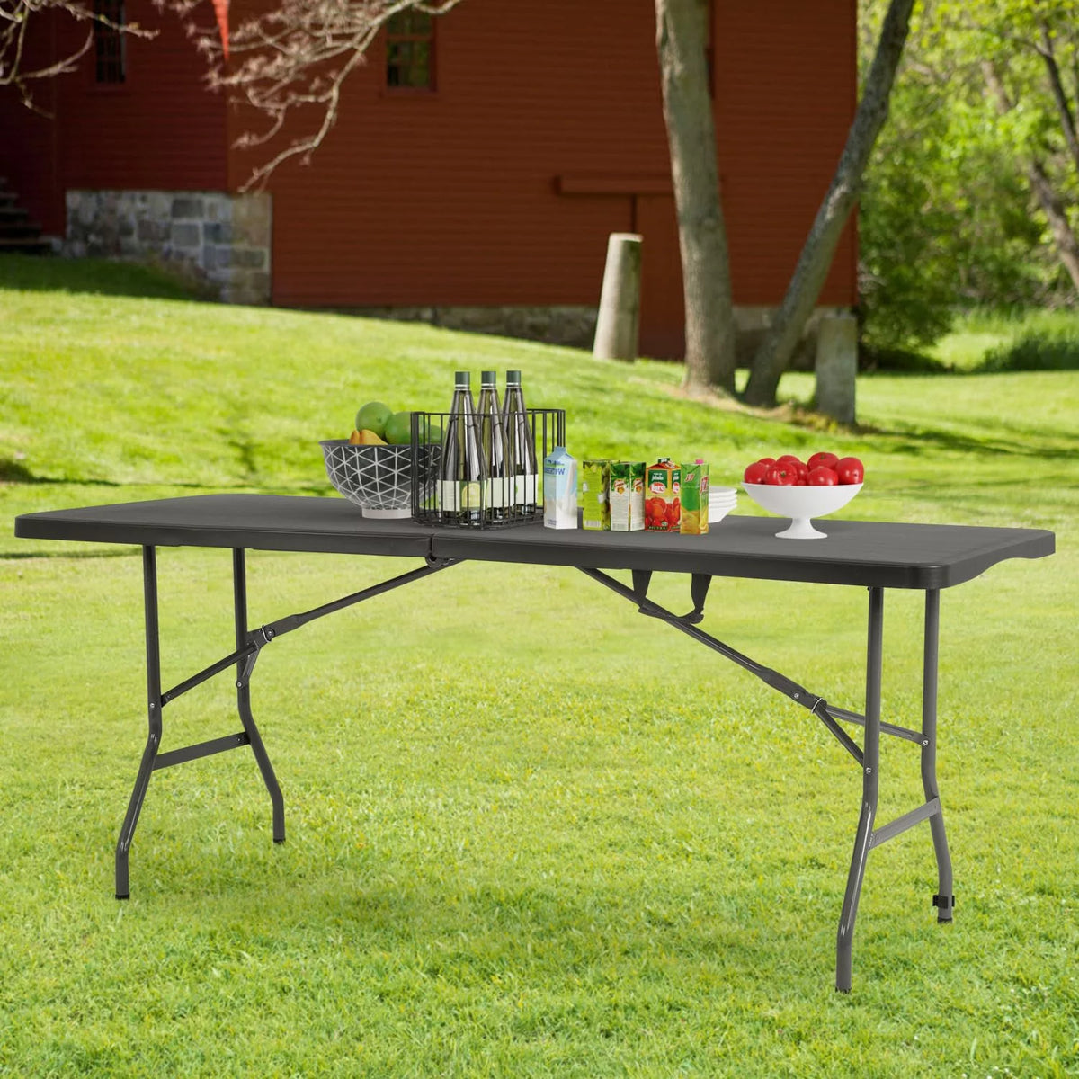 6ft Folding Plastic Table with Carrying Handle, Black B870