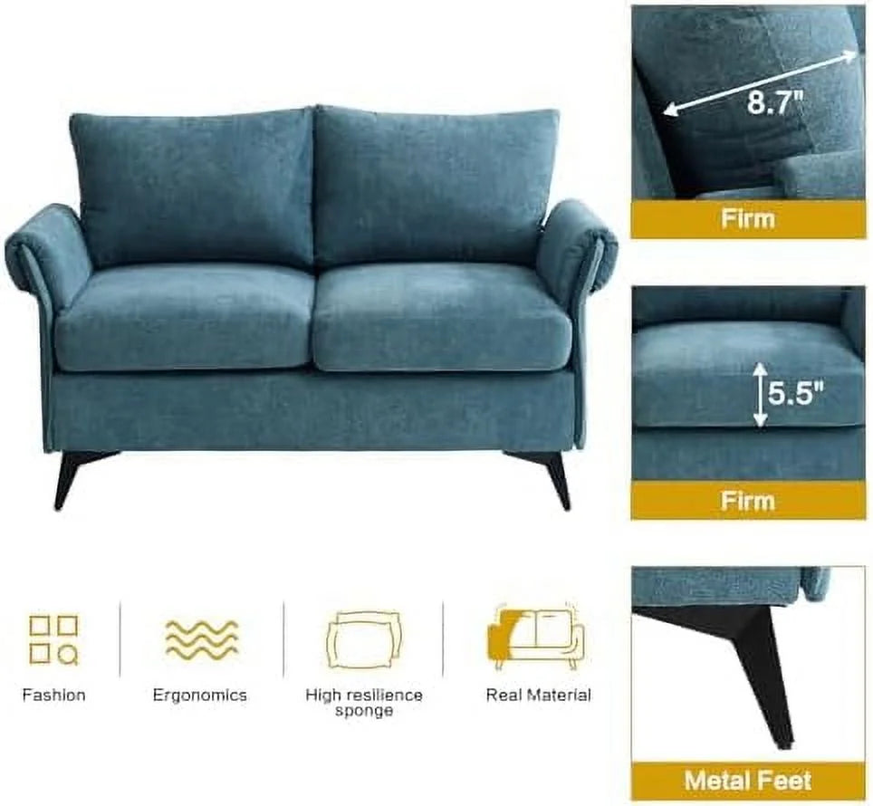 50" Blue Upholstered 2-Seater Loveseat N30205