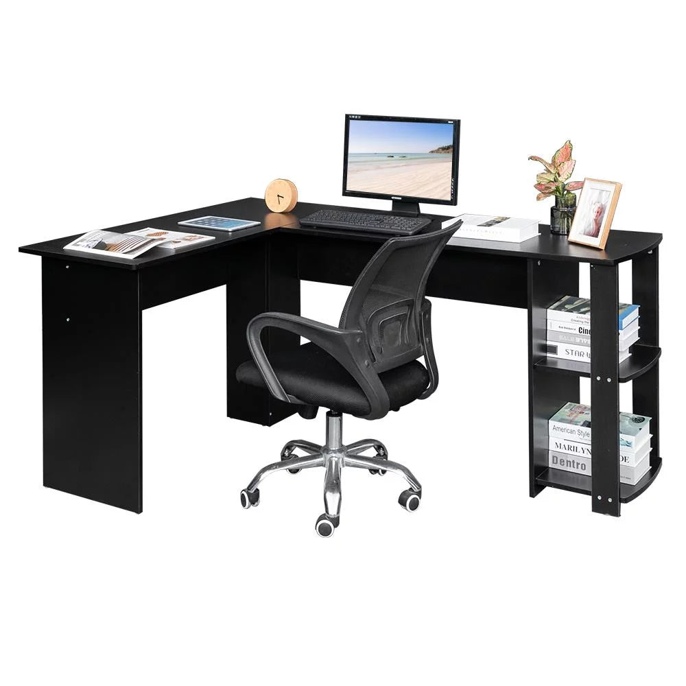 L-Shaped Computer Desk with Bookshelves E907624