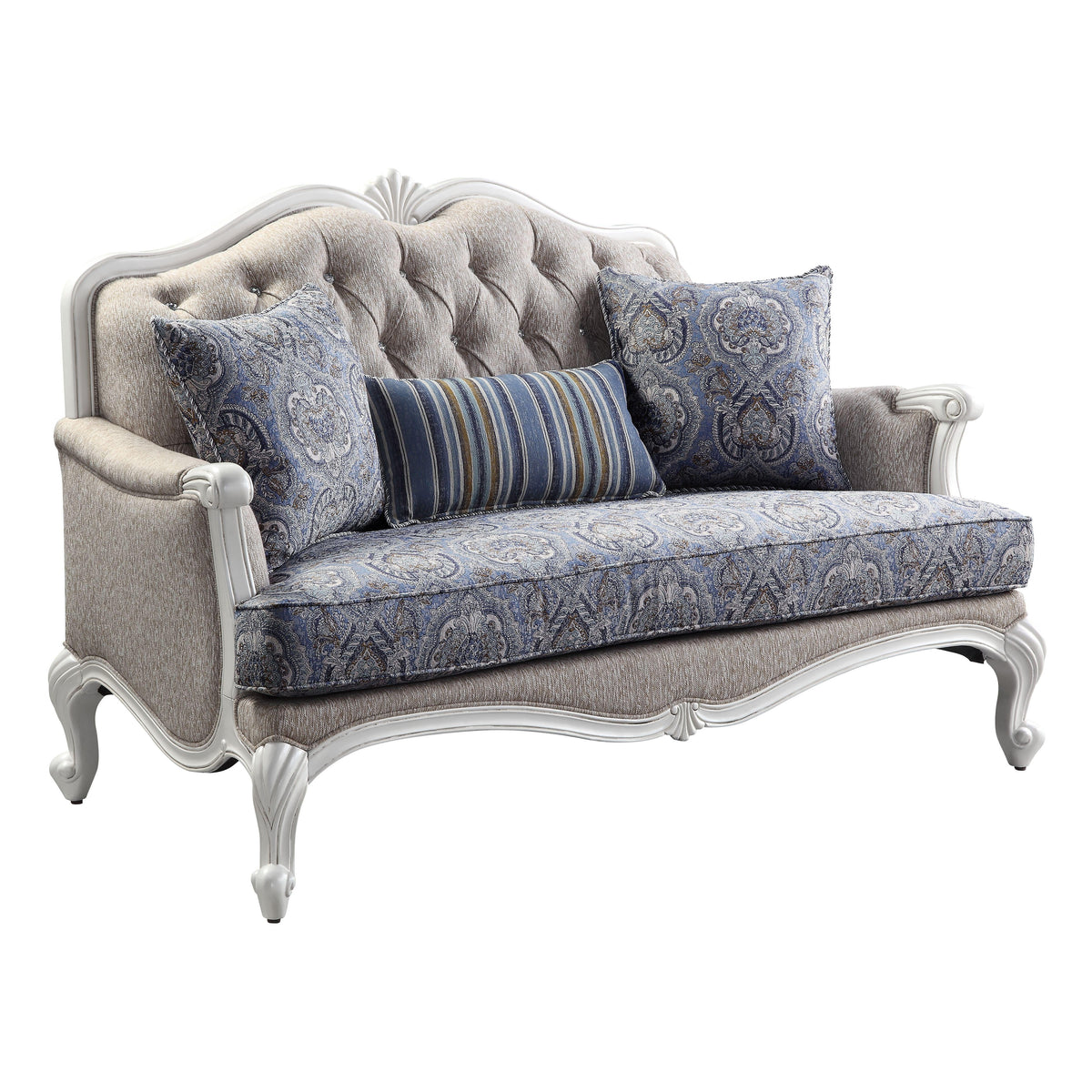 Beige Fabric Sofa and Loveseat K9396