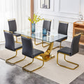 63" Glass Dining Table Set for 6 B15556