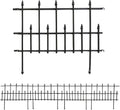 5-Piece Black Steel Garden Fence Panel Set K744