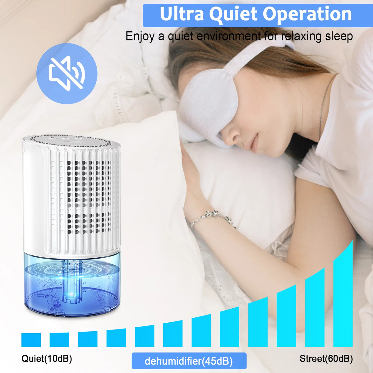 Portable Ultra Quiet Dehumidifier 1000ML White X2307