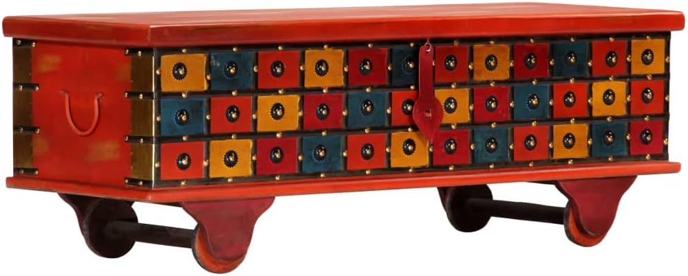 Red Solid Acacia Wood Storage Box C596