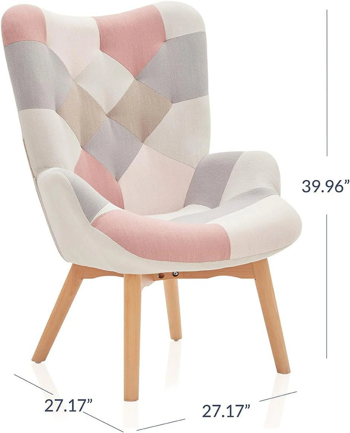 Linen Upholstered Accent Chair with Solid Wood Legs Y867