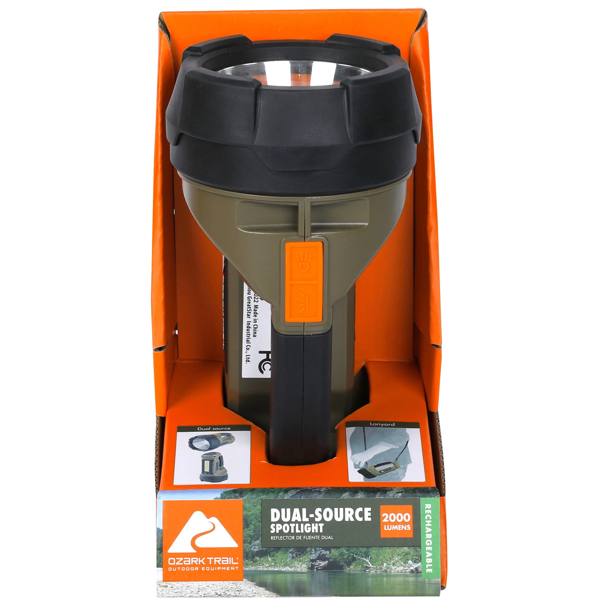 2000 Lumen Dual Source LED Rechargeable Spotlight with 5000 mAh Power Bank A60829