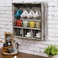 Rustic Torched Wood Wall Mounted Coffee Mug Display Rack H66428