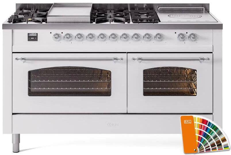 60 Dual Fuel Natural Gas Range with Chrome Trim B7634