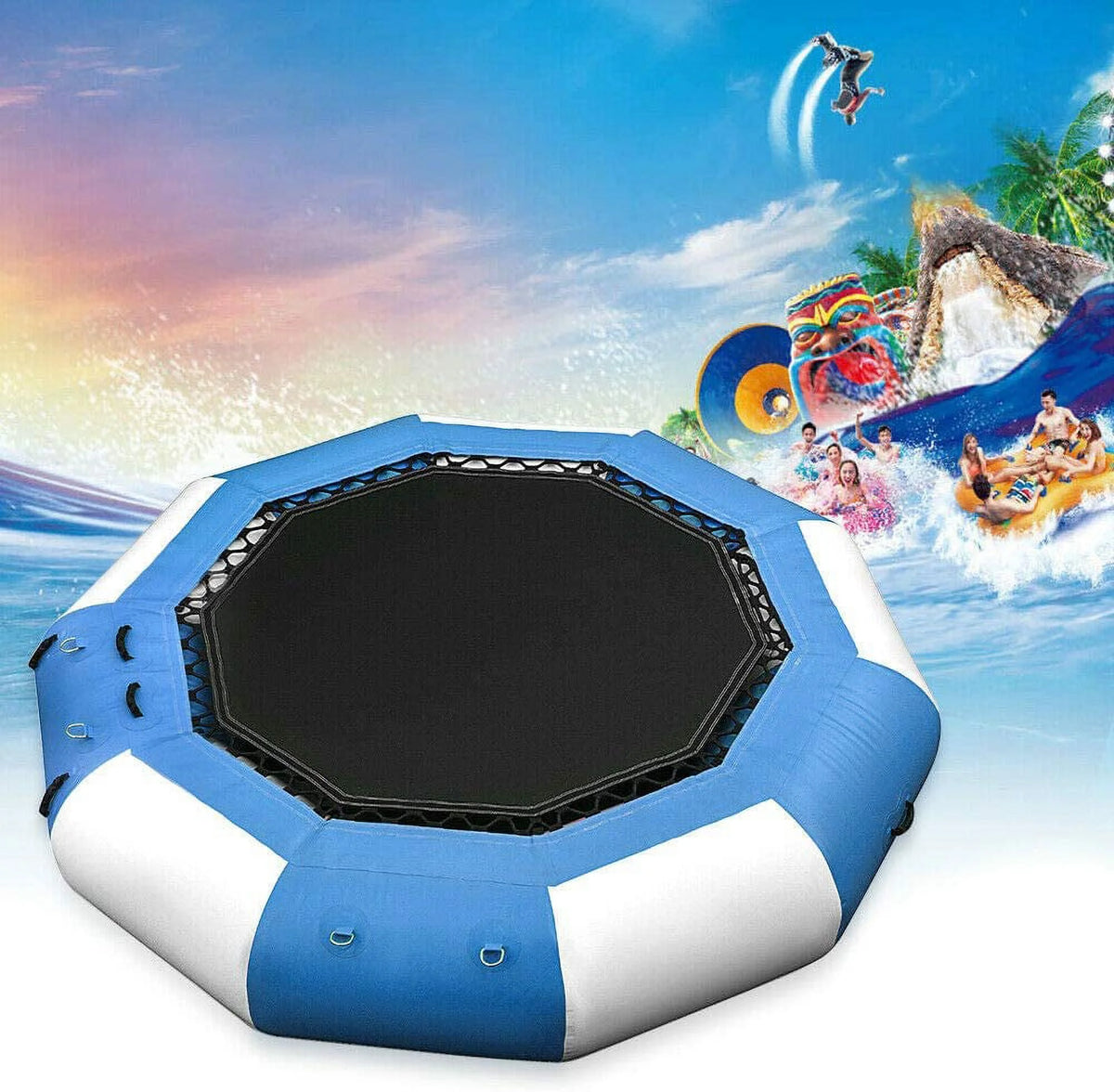 Blue & White 17Ft Inflatable Water Trampoline C98809