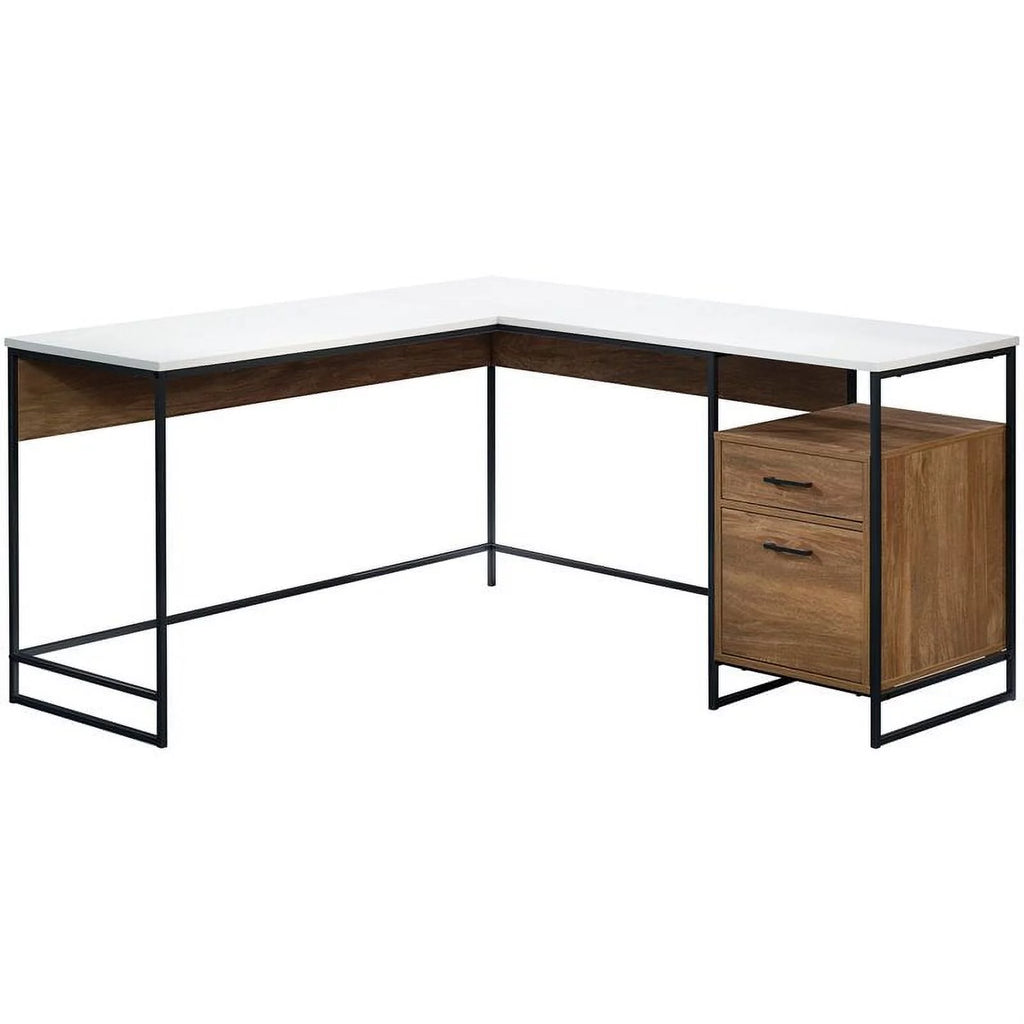 L-Shaped Computer Desk with 2 Drawers in White H637