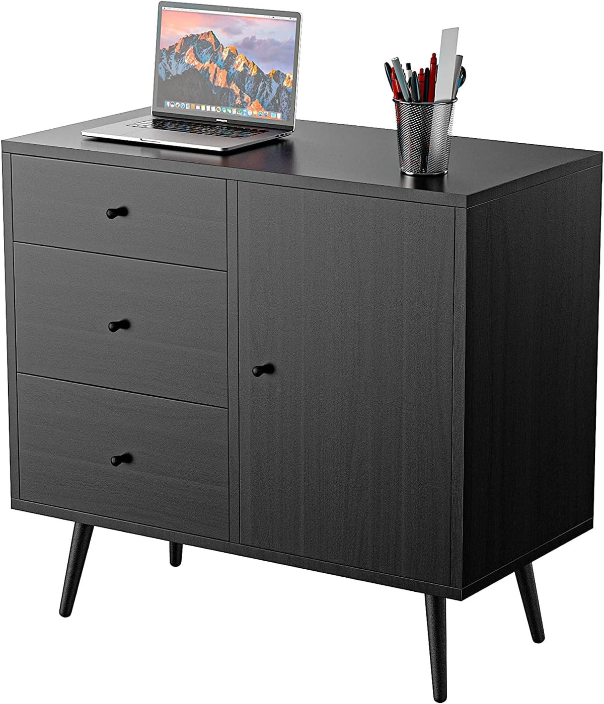 White 32 Inch Wood Sideboard Cabinet with 3 Drawers E258384