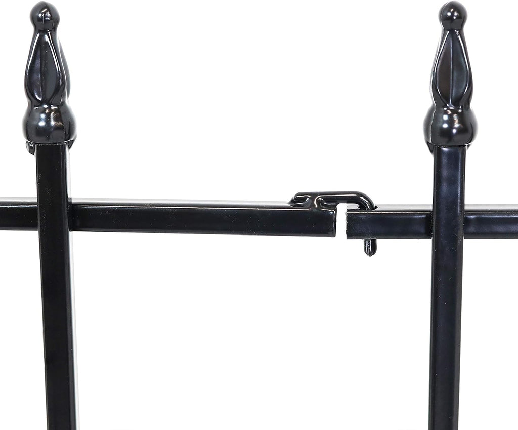 5-Piece Black Steel Garden Fence Panel Set K744