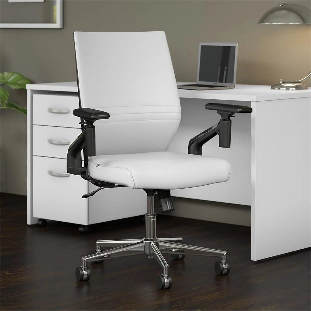 White Faux Leather Office Chair J2225