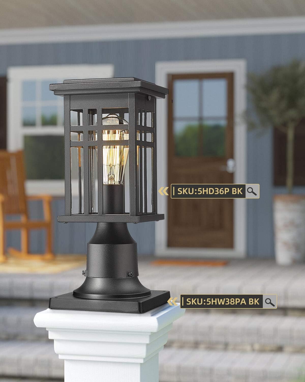 Black Cast Aluminum Post Light Mount Base Adapter 2 Pack Y591
