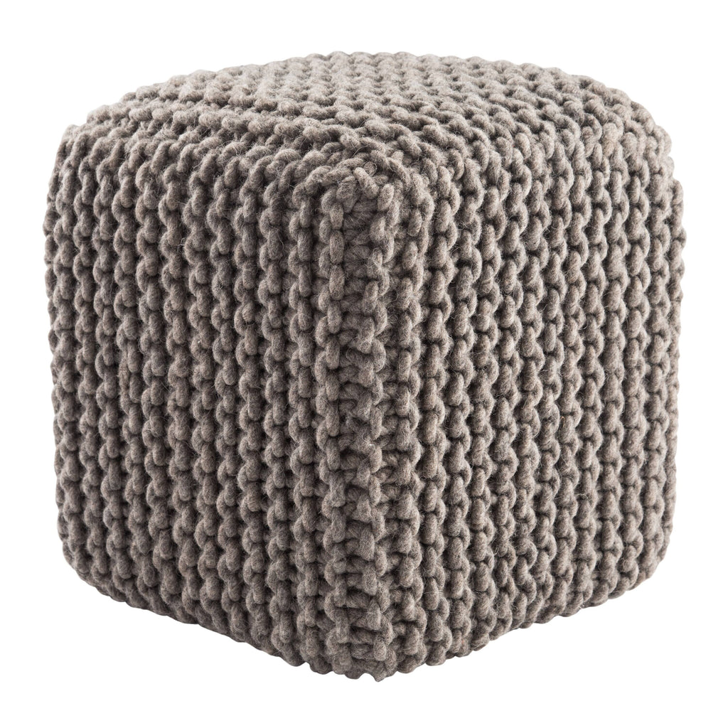 Light Grey Wool Pouf Y135