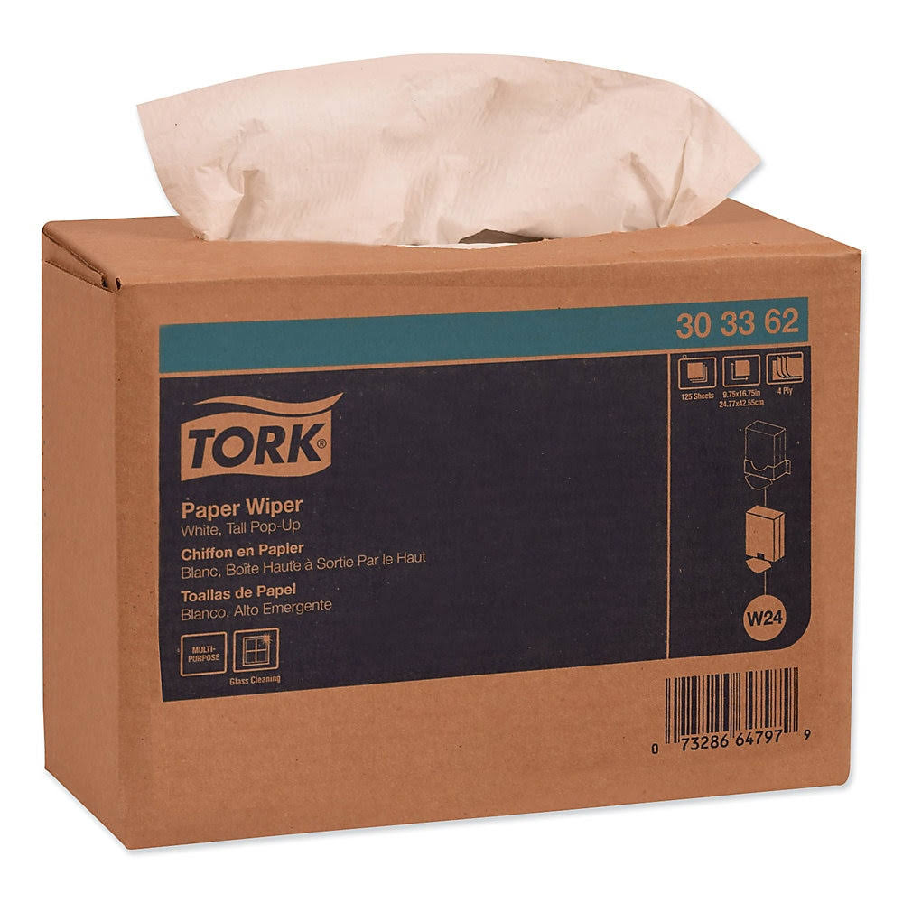 White 16 3/4 x 9 3/4 Paper Wiper, 125/Box, 8/Carton E9510