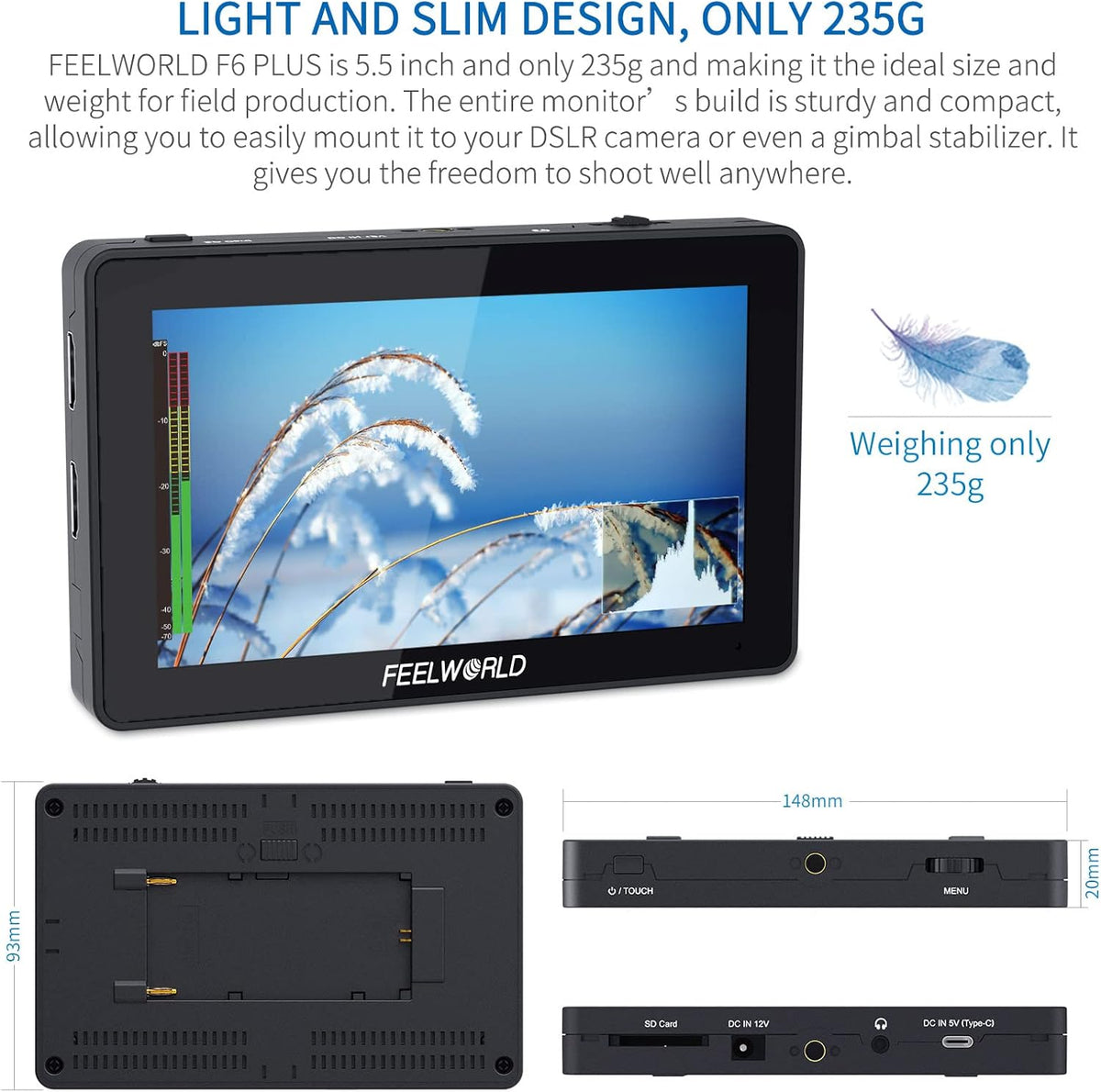 5.5 Inch 4K HDMI Input Output Touch Screen Camera Monitor C231