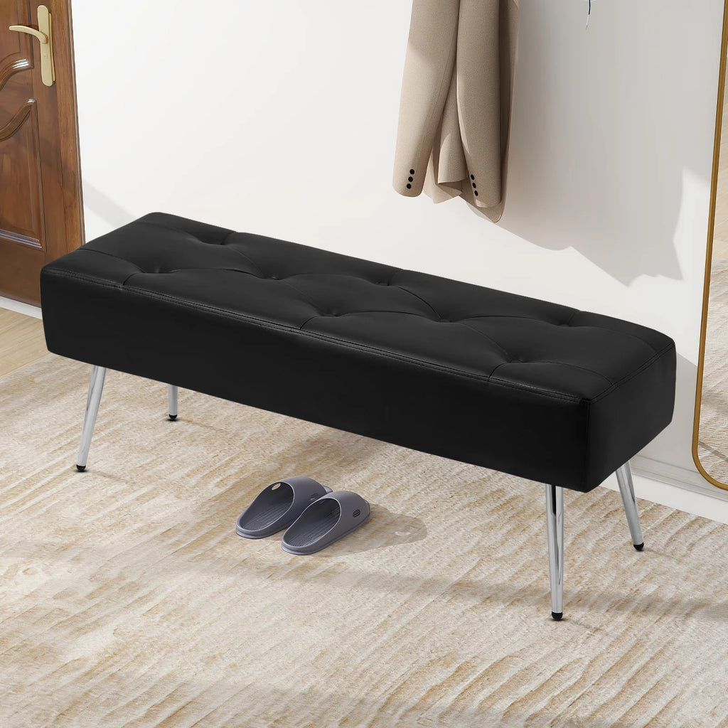 Black Faux PU Leather Tufted Ottoman Bench Z8792