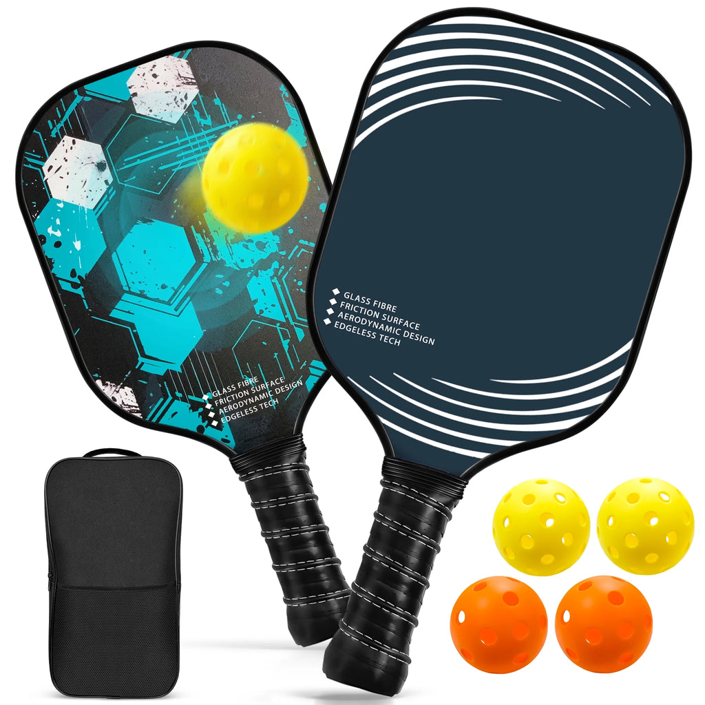Lightweight Fiberglass Pickleball Paddles Set with 4 Balls X9129