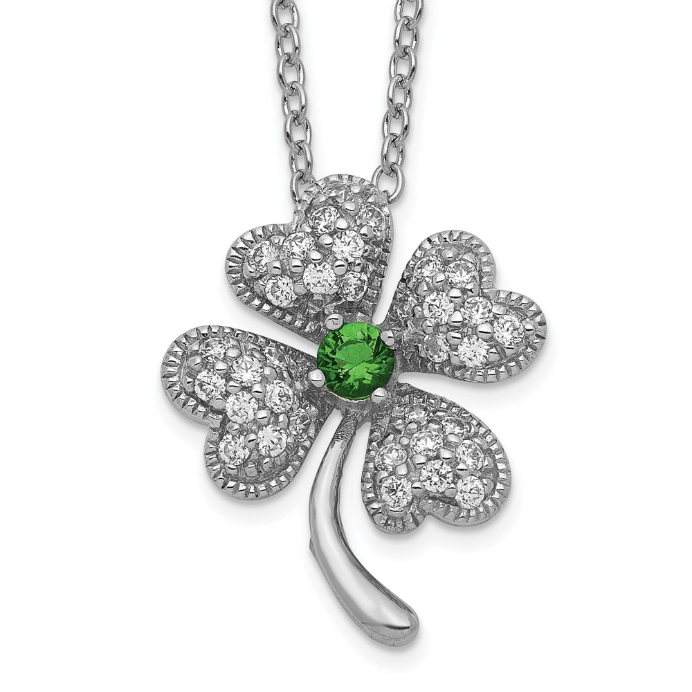 18 Inch Sterling Silver Four Leaf Clover Necklace M4775