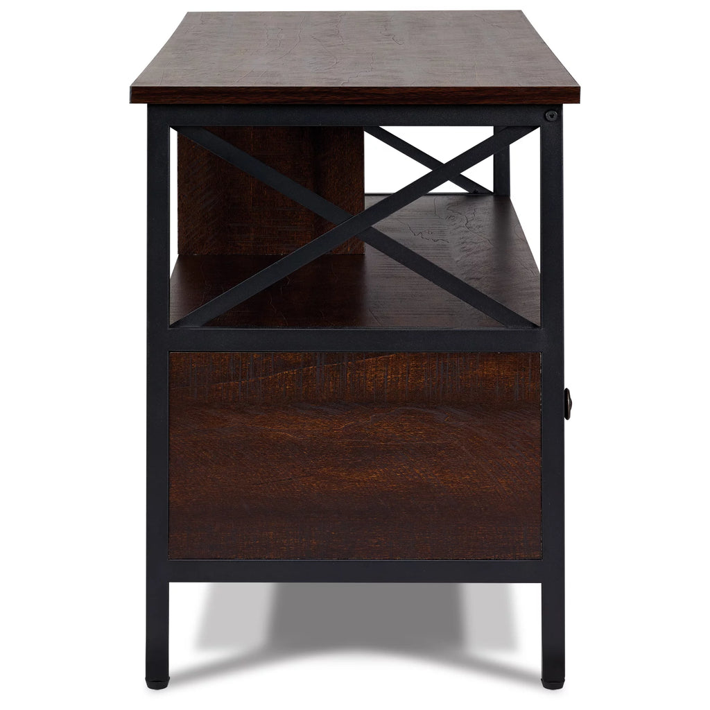 Metal and Wood TV Stand up to 50" Walnut Y870