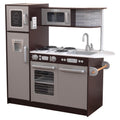 Espresso Wooden Play Kitchen with Chalkboard & Towel Rack M2813