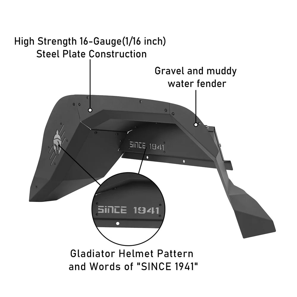 2Pcs Black Steel Rear Inner Fender Liners U56717