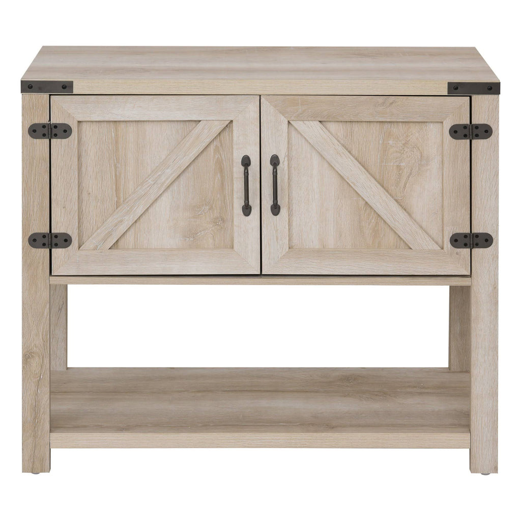 Oak 2-Door Storage Cabinet with Bottom Shelf Z29473